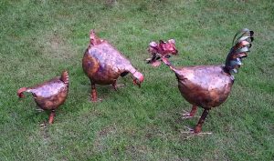 Chickens group sculptures