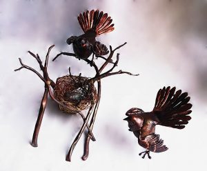 New Zealand fantail sculptures