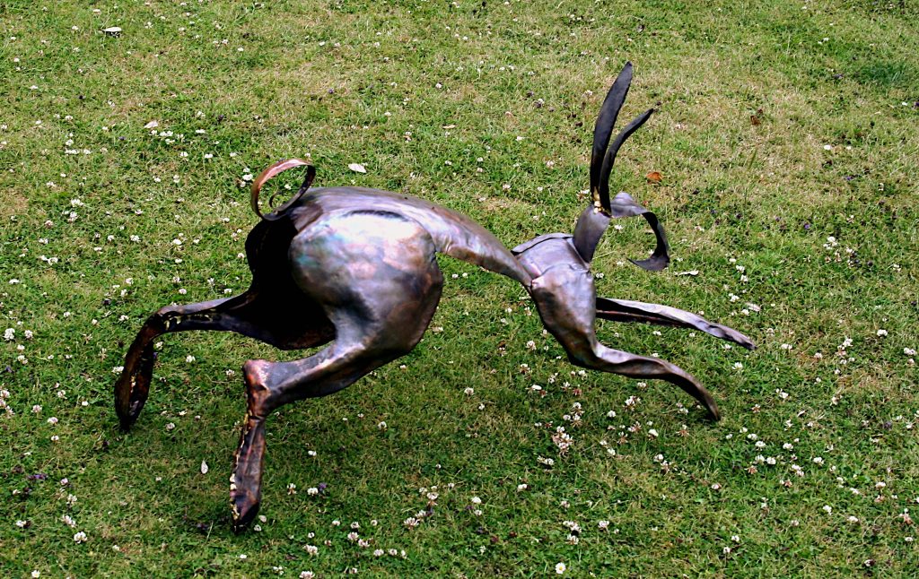 hopping hare sculpture