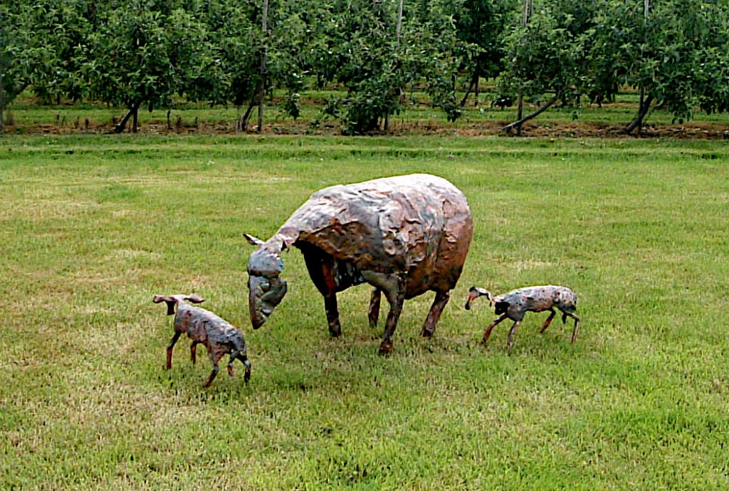 sheep and lambs sculpture