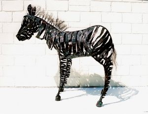 zebra copper sculpture