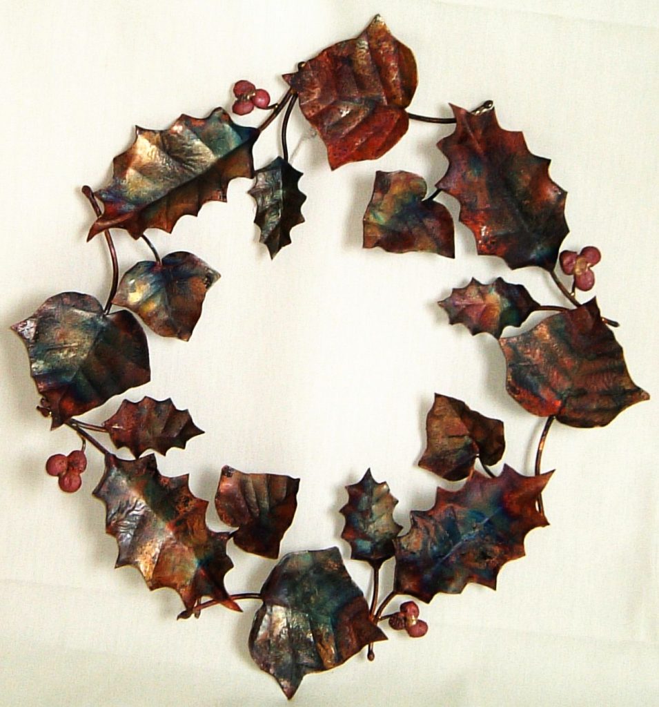 Christmas holly and ivy wreath sculpture