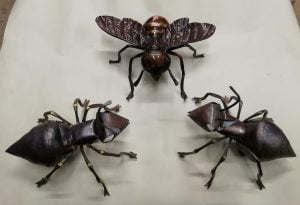 Emily Stone copper bee and ants sculptures