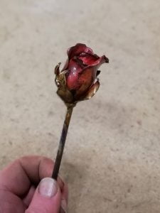 Emily Stone copper rosebud sculpture