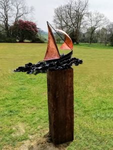Emily Stone Copper Boat on Wild Sea sculpture 1