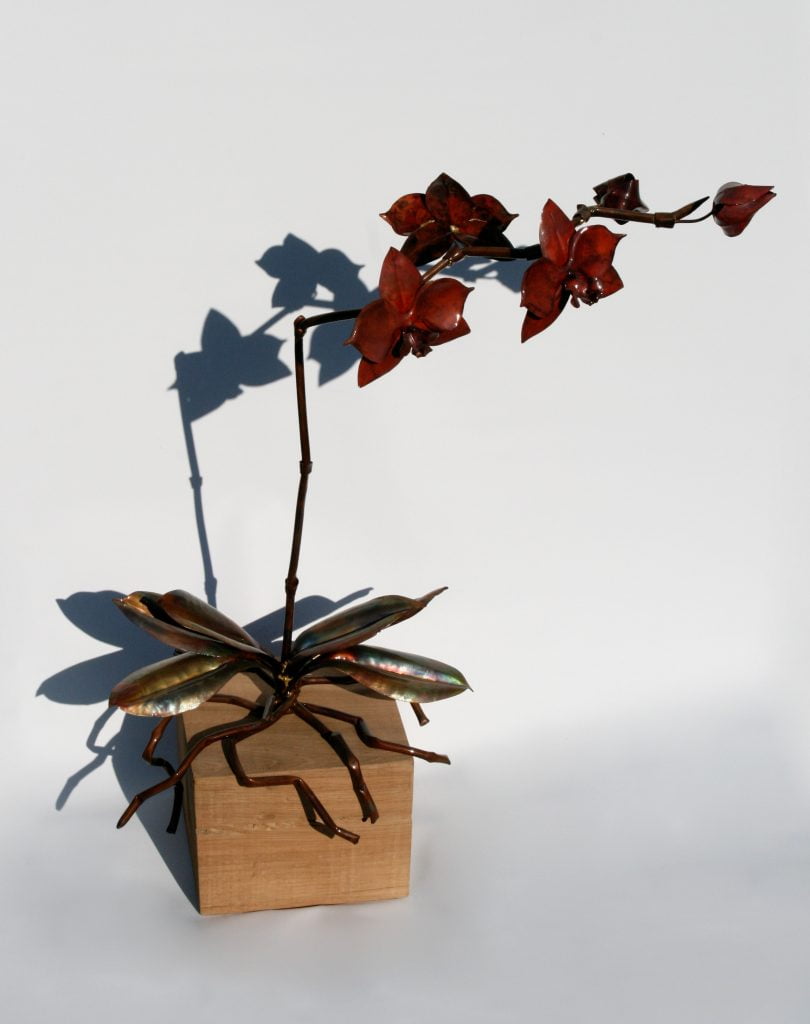 Emily Stone Copper Flower Orchid Phalaenopsis Sculpture