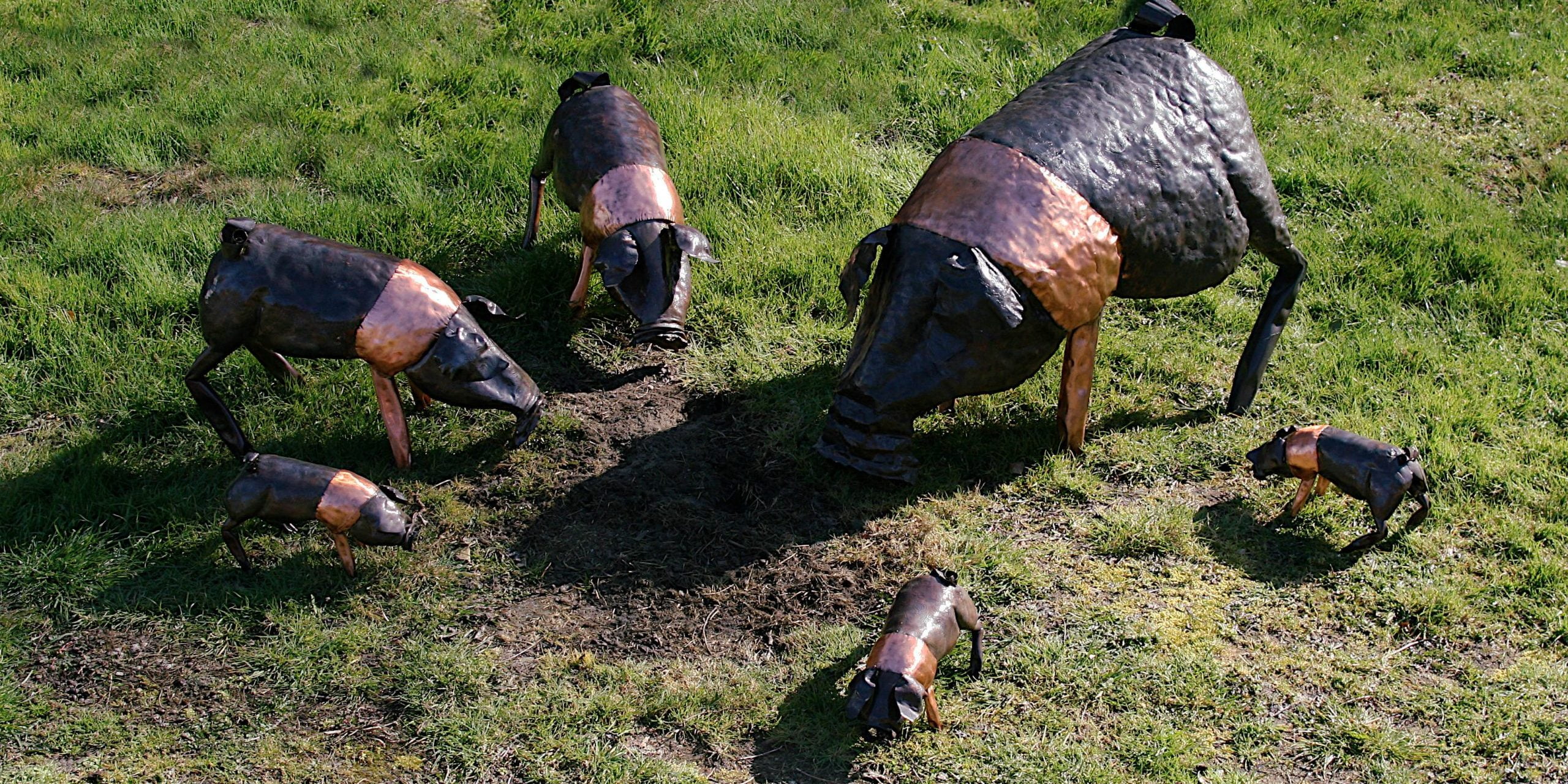 Emily Stone Copper Pig Saddleback Sculptures