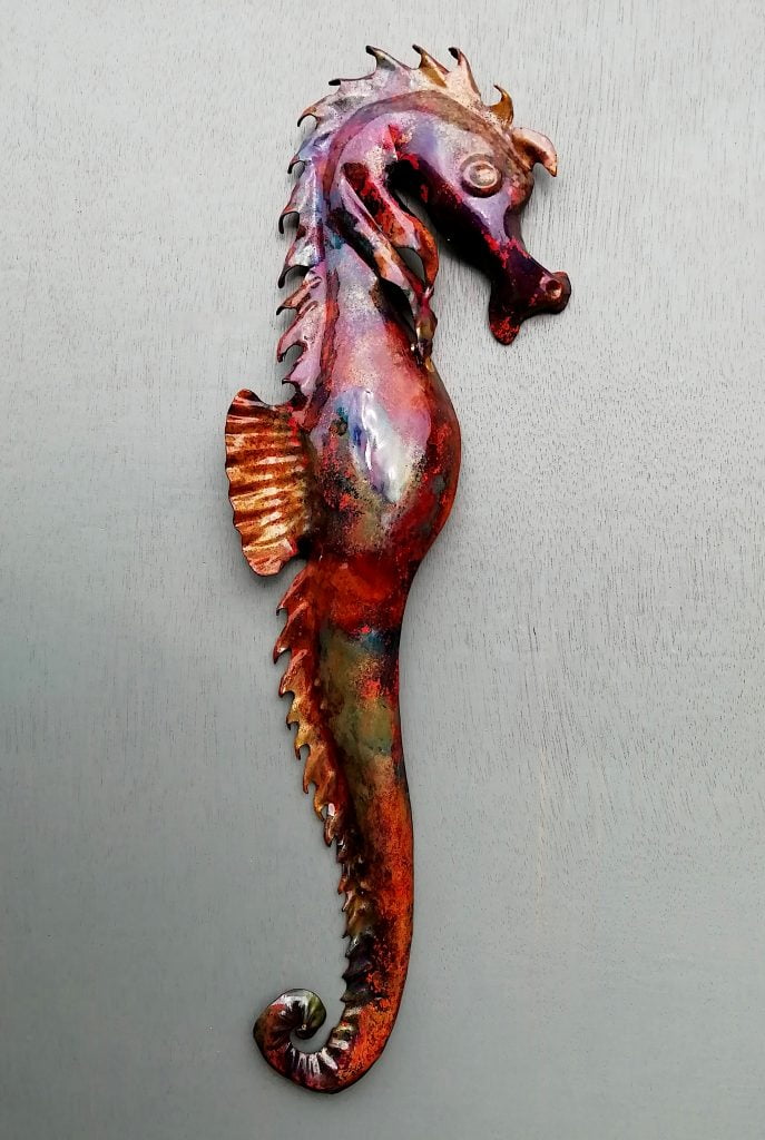 Emily Stone Copper Seahorse Sculpture Small