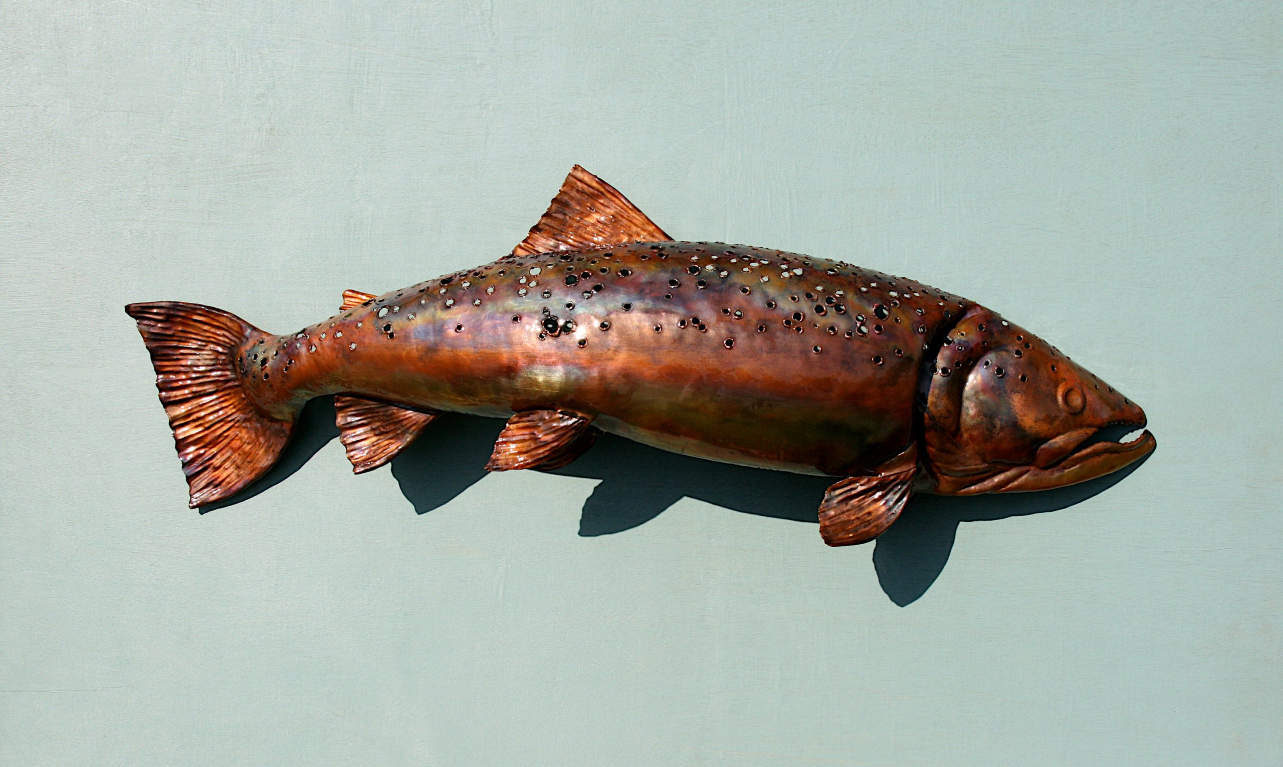 Emily Stone Copper Fish Brown Trout Sculpture