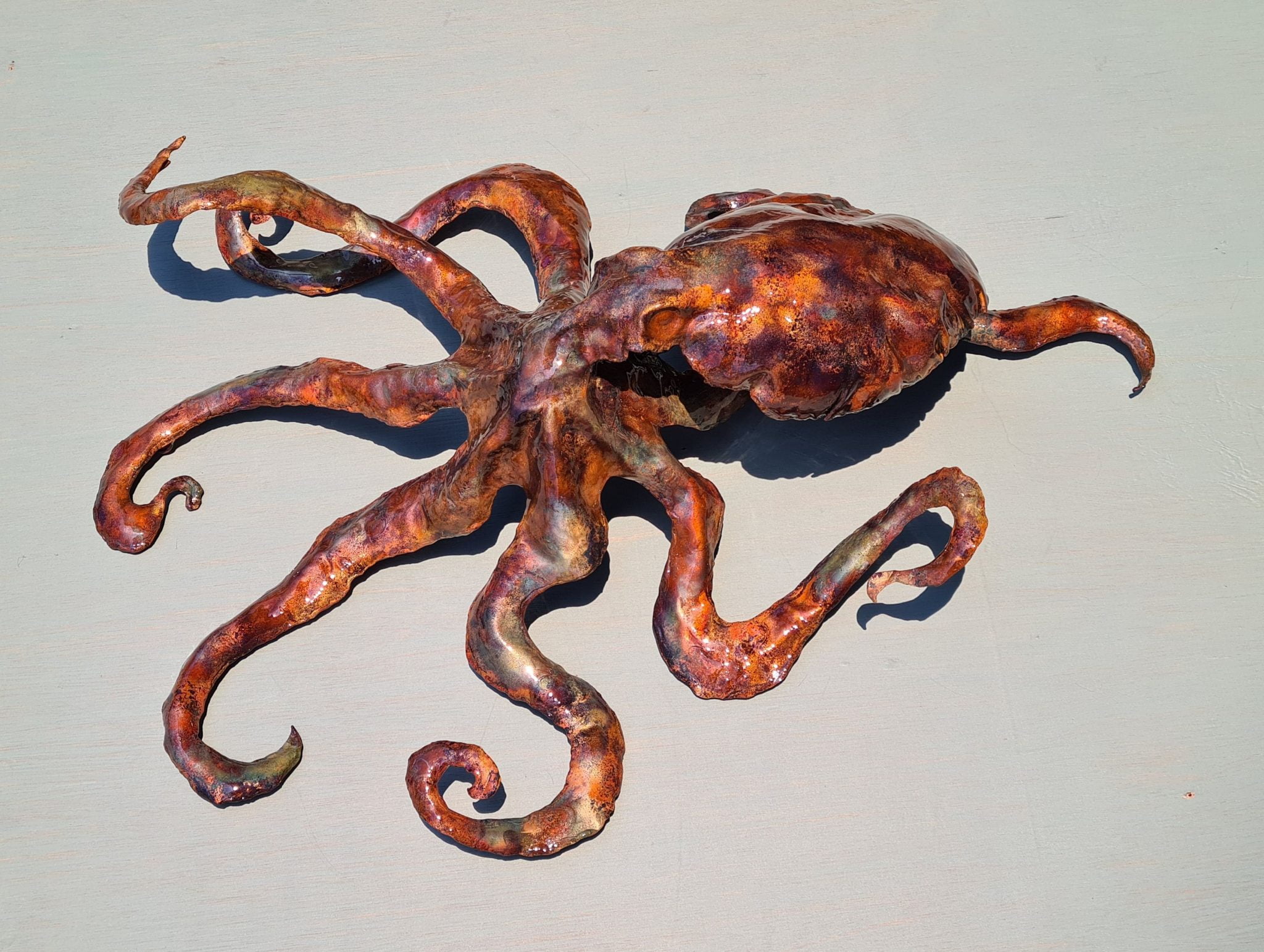 Emily Stone Copper Octopus Sculpture 5 side Copper Creatures