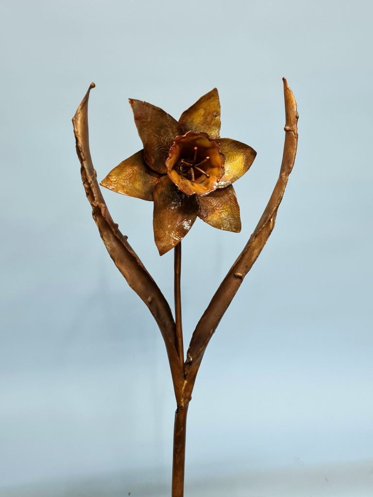 Emily Stone Copper Flower Daffodil Sculpture small