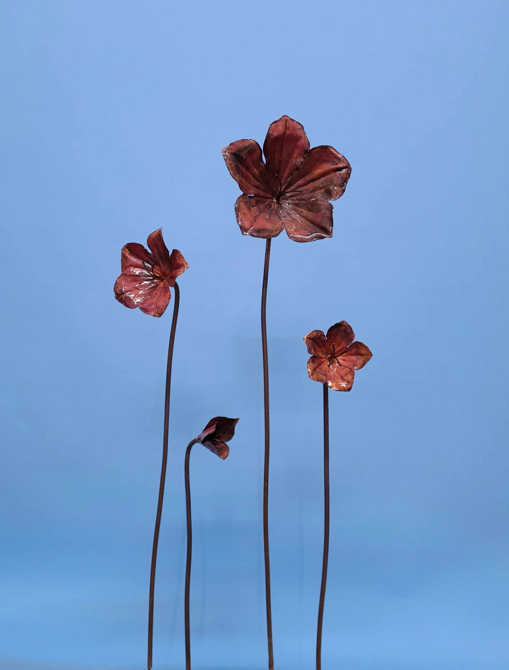 Emily Stone Copper Flower Periwinkle Sculpture sizes