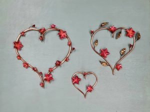 Emily Stone Copper Flower Heart Sculpture sizes