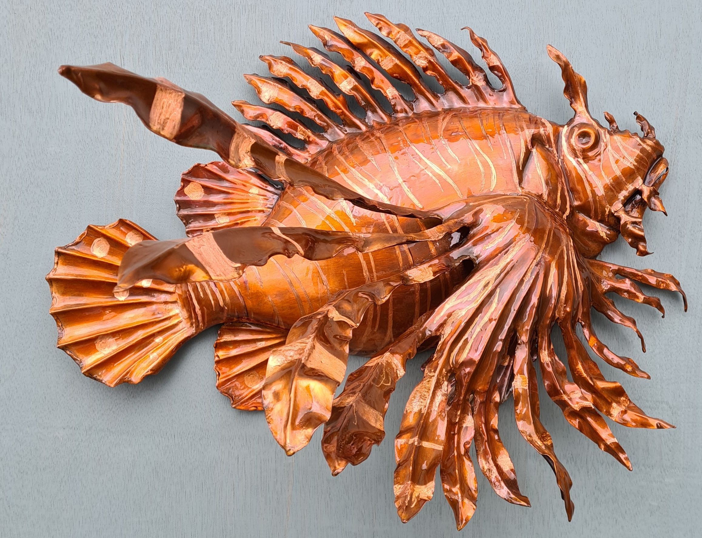 Emily Stone copper fish Lionfish sculpture