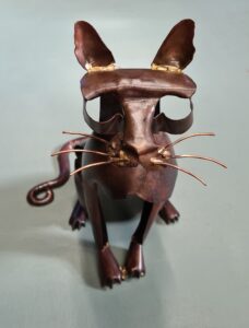 Emily Stone Copper Cat Sitting Sculpture small