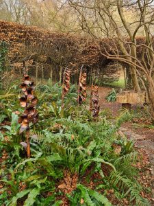 Emily Stone copper Foxglove sculture Herstmonceux