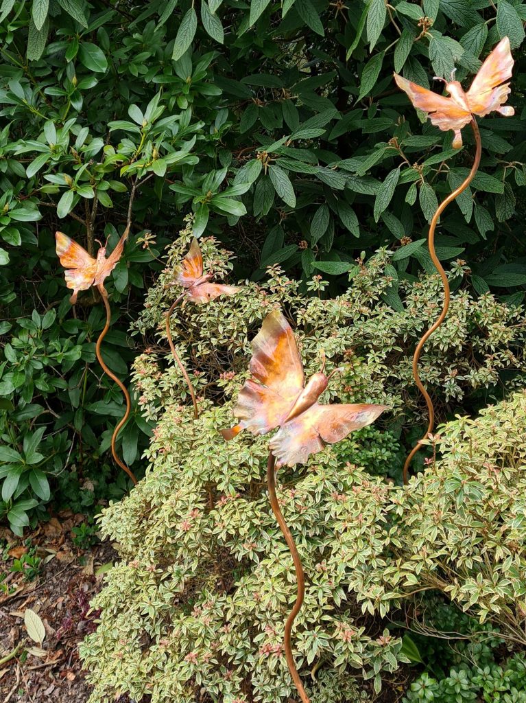 Emily Stone copper Butterflies on sticks sculpture