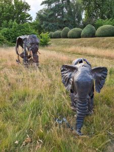 Emily Stone copper elephants sculpture at Godinton