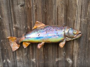 Emily Stone Copper Brown Trout Fish Sculpture