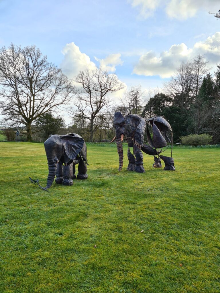 Emily Stone copper Elephants sculpture at Delamore