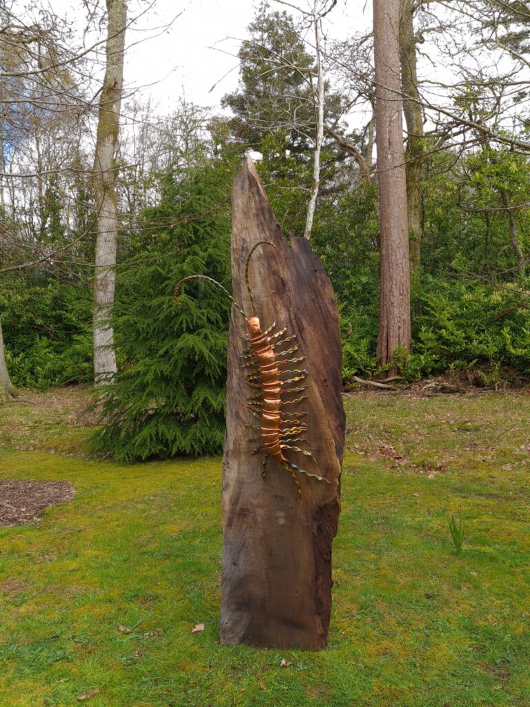 Emily Stone copper giant centipede sculpture