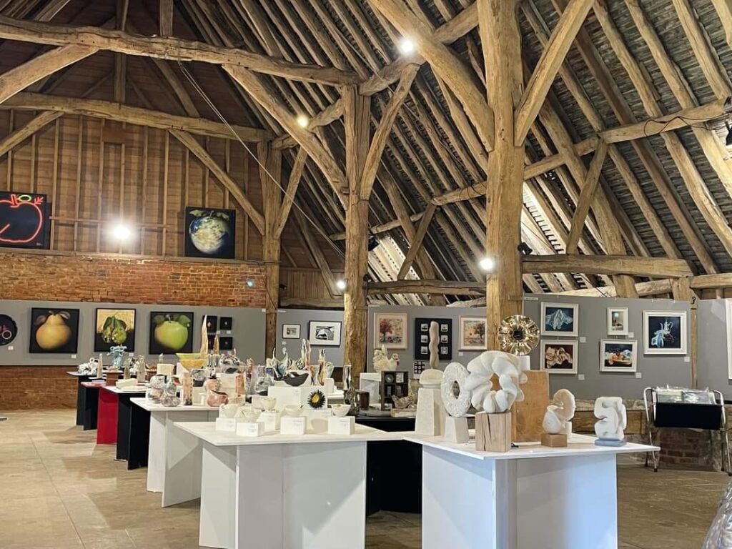 Art exhibition in barn