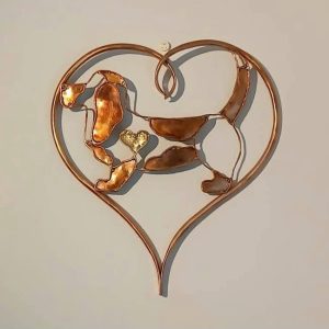 Emily Stone copper Basset Heart sculpture
