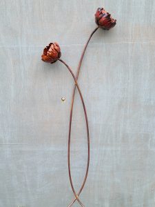 Emily Stone Copper Peony Pair Sculpture 1
