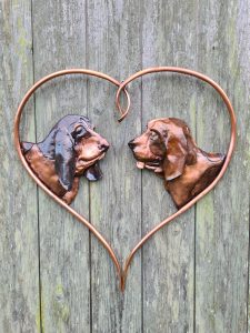 Emily Stone Copper Basset Hound Sculpture portrait