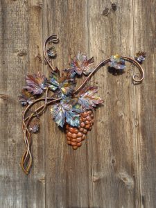 Emily Stone copper Grapes and Vine sculpture