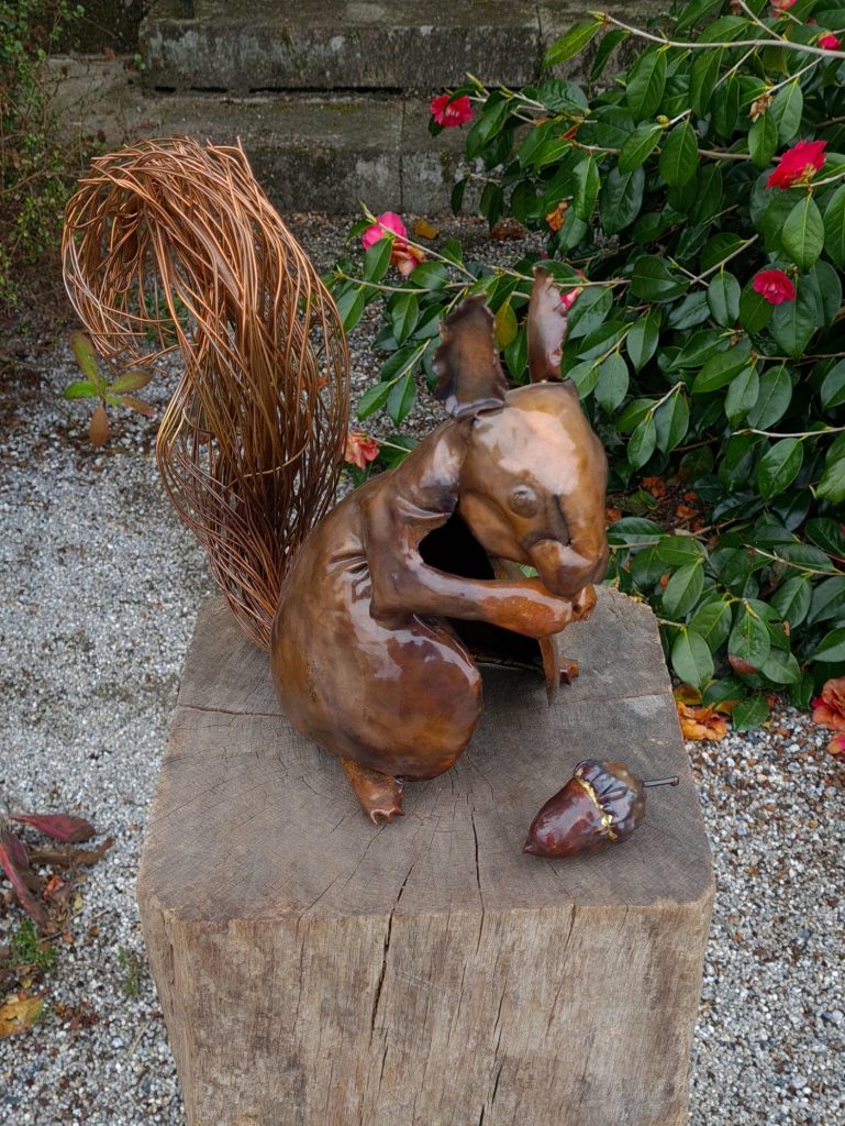 Emily Stone Copper Squirrel Acorn Sculpture Delamore 2