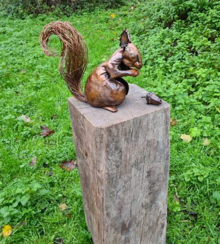 Emily Stone copper Squirrel sculpture